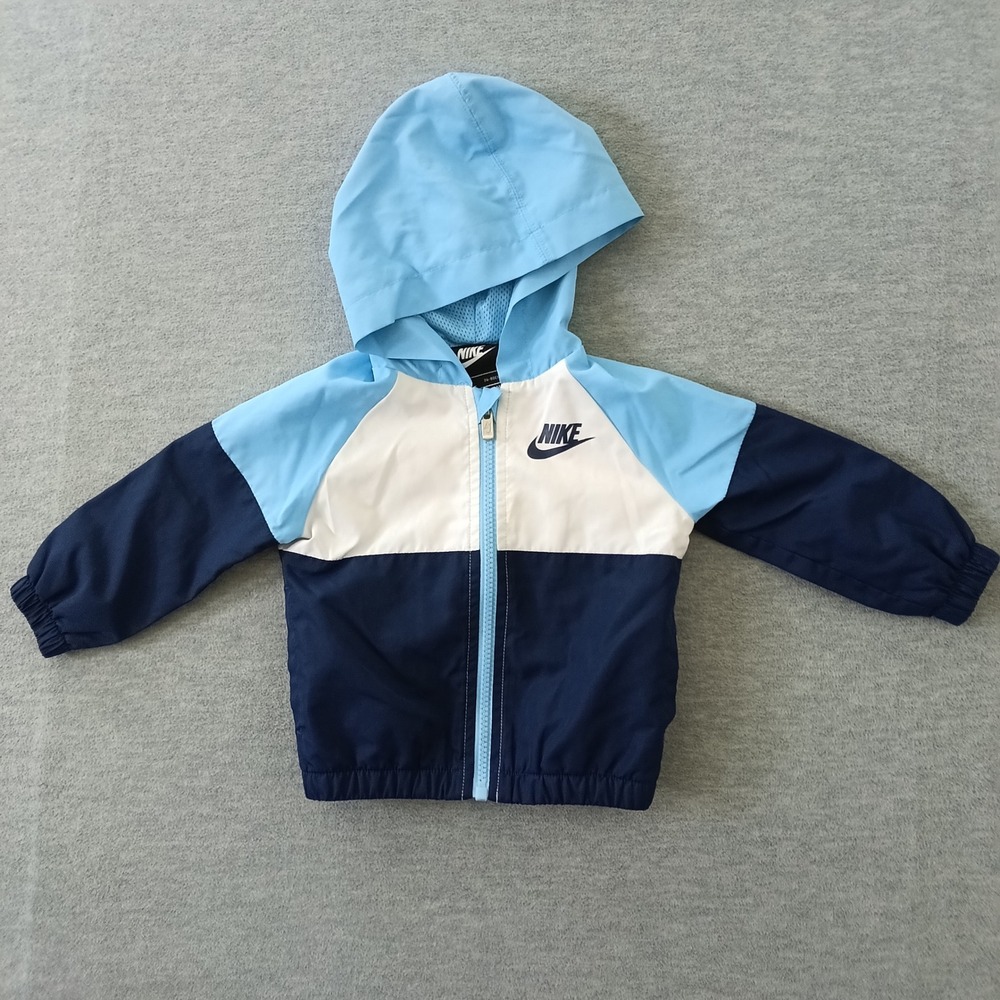 Nike Kids Blue White Colorblock Windrunner Hooded Jacket 12M months